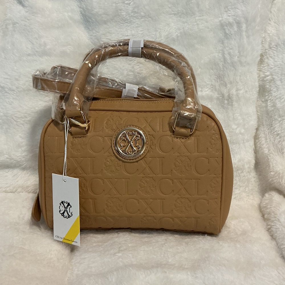 Christian Lacroix Embossed Tan Satchel